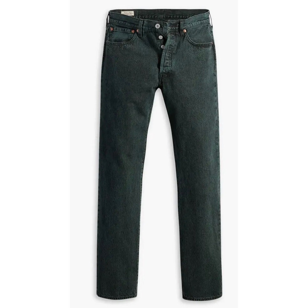 Levis 501 Original Fit Stretch Jeans Mens 40x30 Overdyed Green Straight Leg